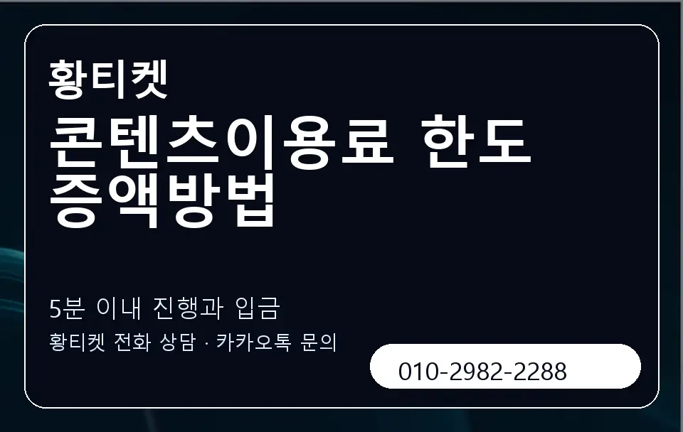 콘텐츠이용료 한도 증액방법 황티켓 캐러셀 6