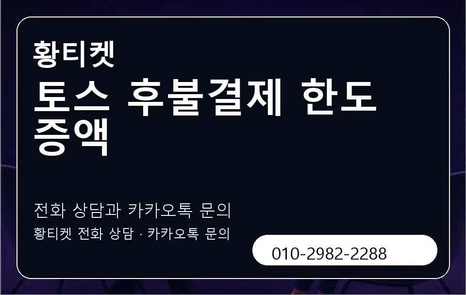 토스 후불결제 한도 증액 황티켓 캐러셀 1