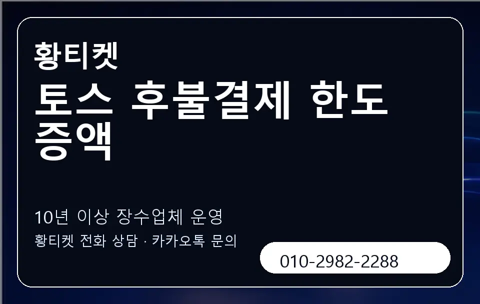 토스 후불결제 한도 증액 황티켓 캐러셀 5