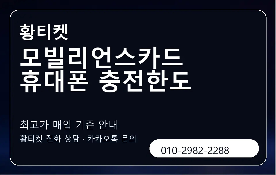 모빌리언스카드 휴대폰 충전한도 황티켓 캐러셀 3