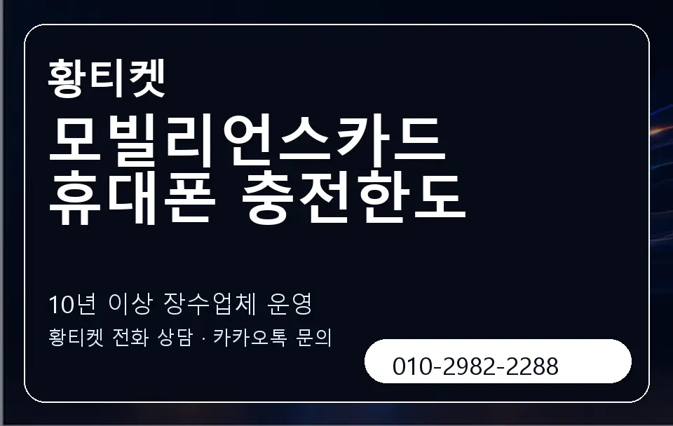모빌리언스카드 휴대폰 충전한도 황티켓 캐러셀 5