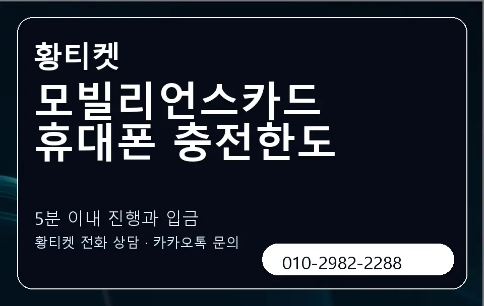 모빌리언스카드 휴대폰 충전한도 황티켓 캐러셀 6
