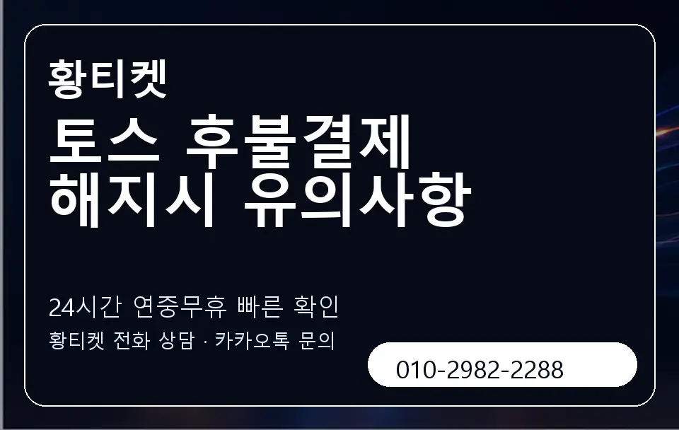 토스 후불결제 해지시 유의사항 황티켓 캐러셀 2