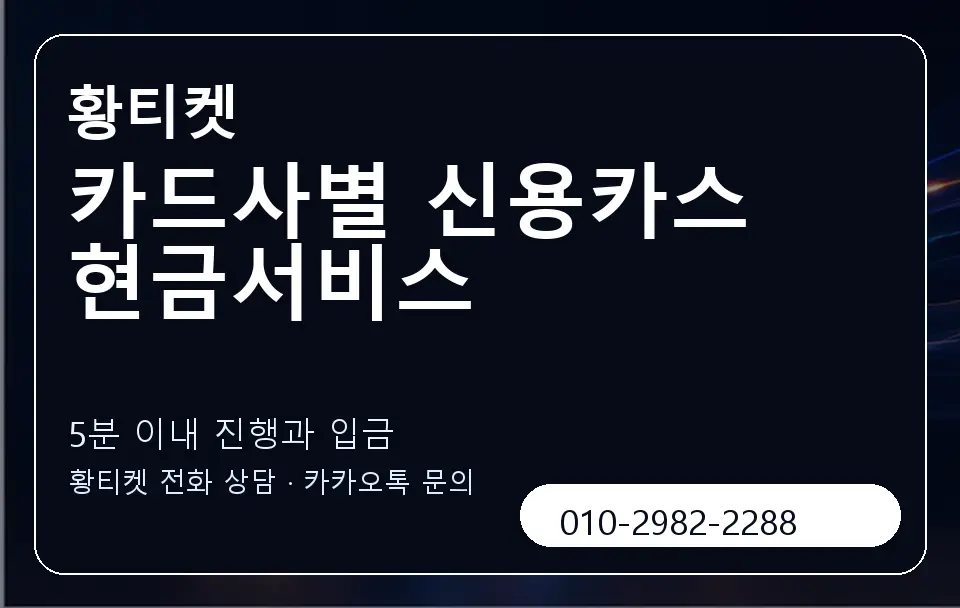 카드사별 신용카스 현금서비스 황티켓 캐러셀 6