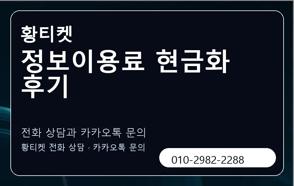정보이용료 현금화 후기 황티켓 캐러셀 1