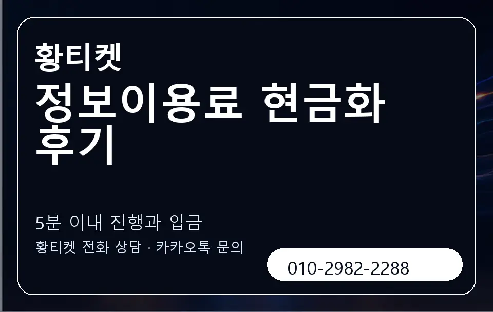 정보이용료 현금화 후기 황티켓 캐러셀 6