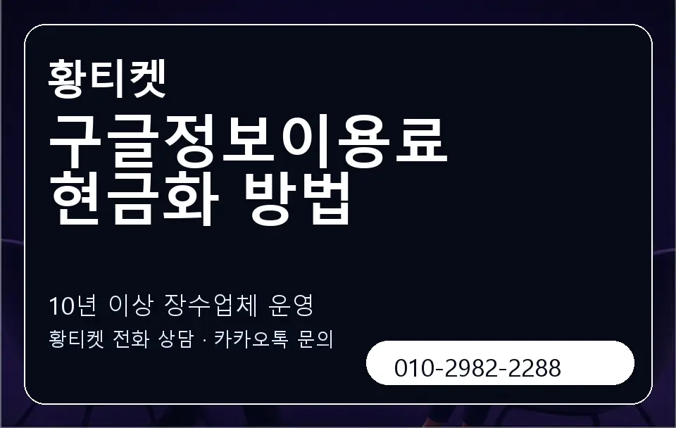 구글정보이용료 현금화 방법 황티켓 캐러셀 5