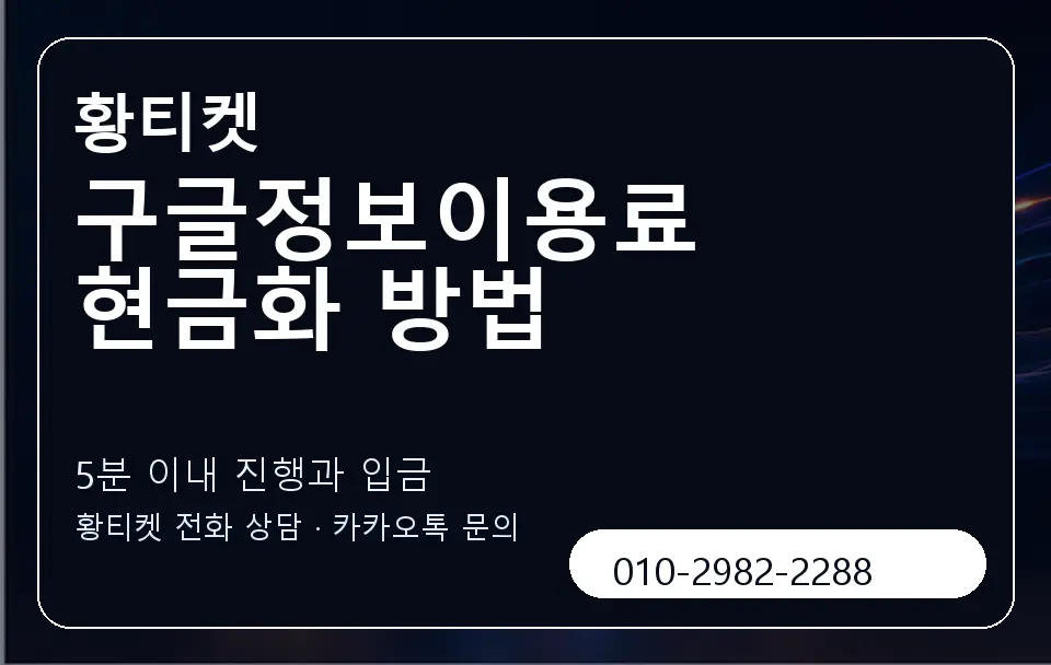 구글정보이용료 현금화 방법 황티켓 캐러셀 6